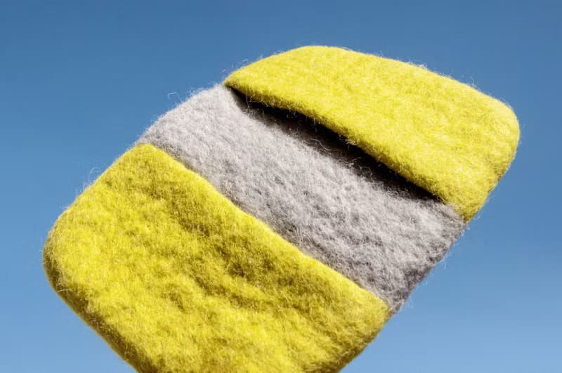 純羊毛氈隔熱手套/廚房用品/羊毛氈保溫手套/阻熱手套-螢光綠灰色