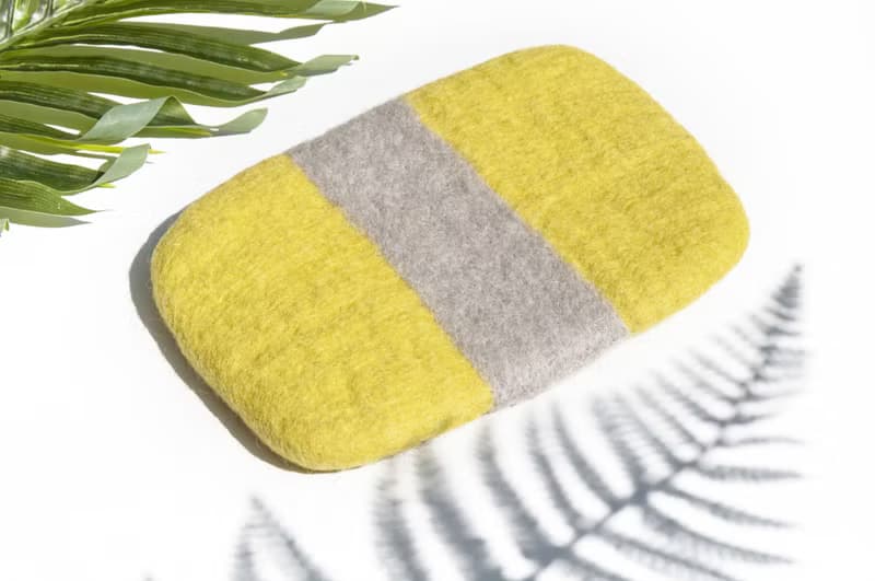 純羊毛氈隔熱手套/廚房用品/羊毛氈保溫手套/阻熱手套-螢光綠灰色