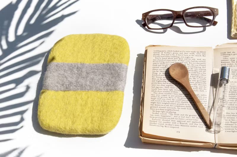 純羊毛氈隔熱手套/廚房用品/羊毛氈保溫手套/阻熱手套-螢光綠灰色