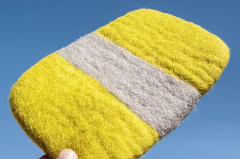 純羊毛氈隔熱手套/廚房用品/羊毛氈保溫手套/阻熱手套-螢光綠灰色