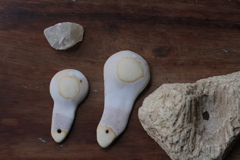 純手捏粉色小鳥形象陶瓷湯匙/陶匙(1對)