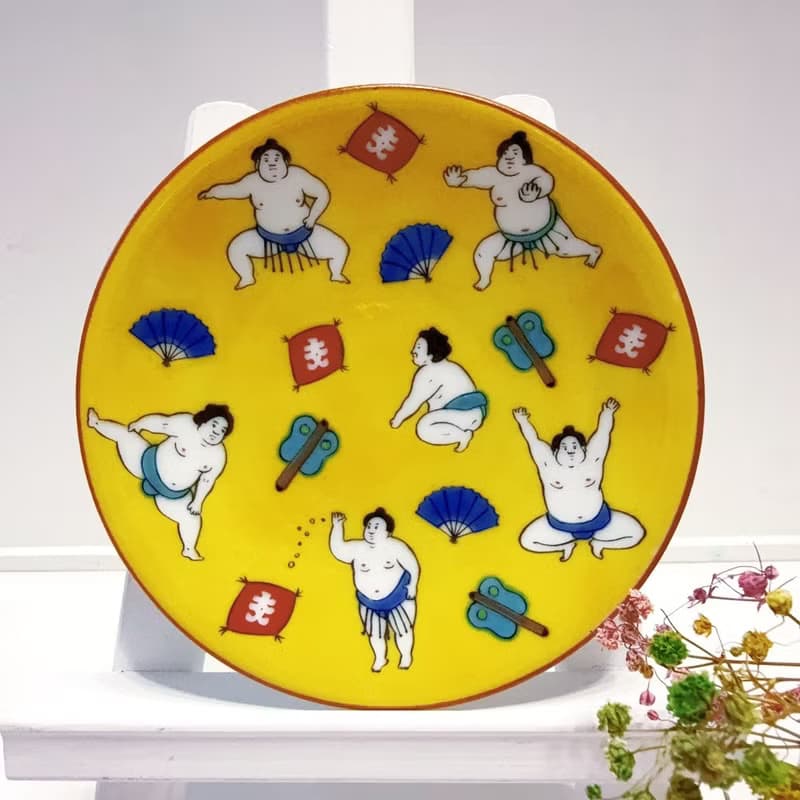 【九谷燒】青郊窯緣起小盤-相撲士