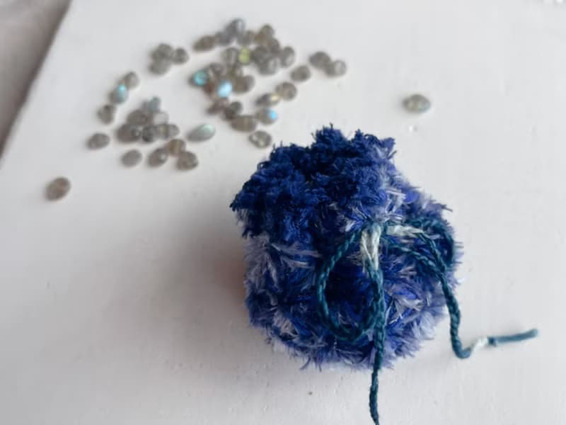 Knitting 生命之花束口袋 - 靛藍光 眉心輪 敷袋