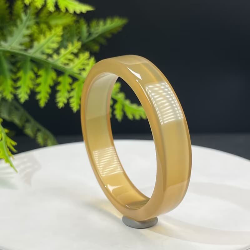 高品質 香檳金瑪瑙手鐲 48+MM 高冰玻璃體方條起剛 積極幸福招財