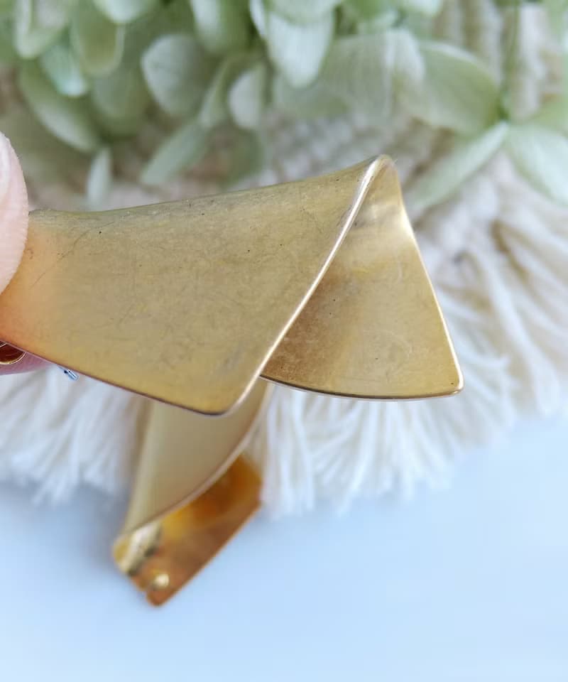 Vintage Jewelry 西洋古董飾品  啞光 金色調 簡約彎折 針式耳環