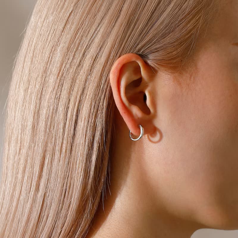 circle-plain smooth pierced earring SV　ニッケルフリースムースピアス　シンプル　フープピアス　シルバー