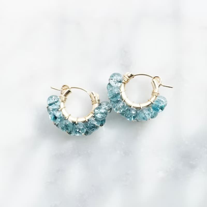 14kgf Spring Jerry multicolored quarz pierced earrings / clip on earrings BLU