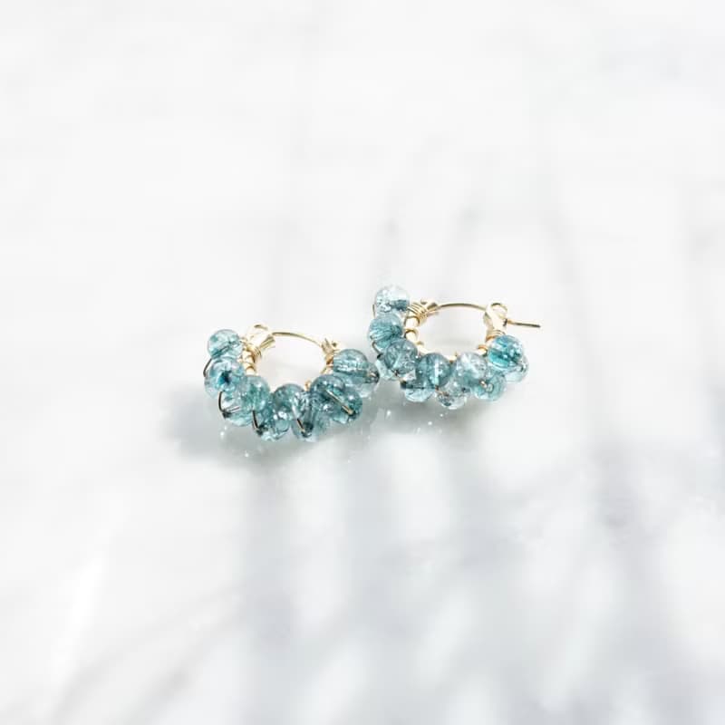 14kgf Spring Jerry multicolored quarz pierced earrings / clip on earrings BLU