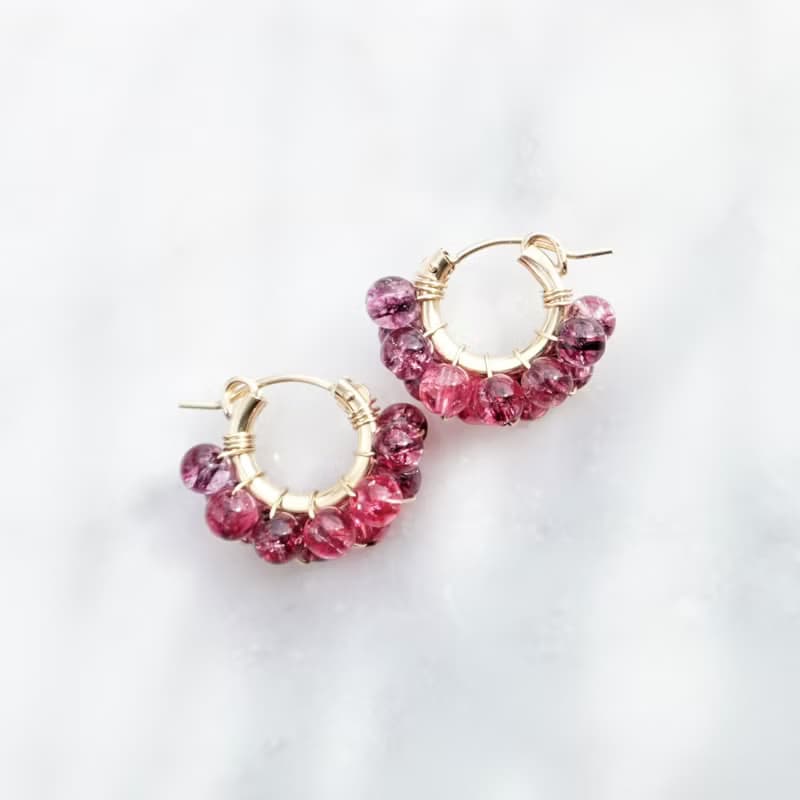 14kgf Spring Jerry multicolored quarz pierced earrings / clip on earrings BLU