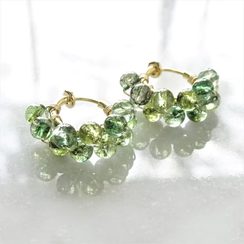 14kgf Spring Jerry multicolored quarz pierced earrings / clip on earrings BLU