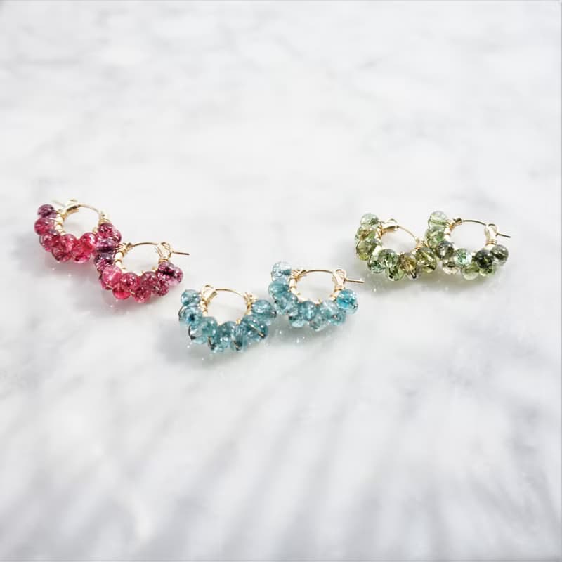 14kgf Spring Jerry multicolored quarz pierced earrings / clip on earrings BLU