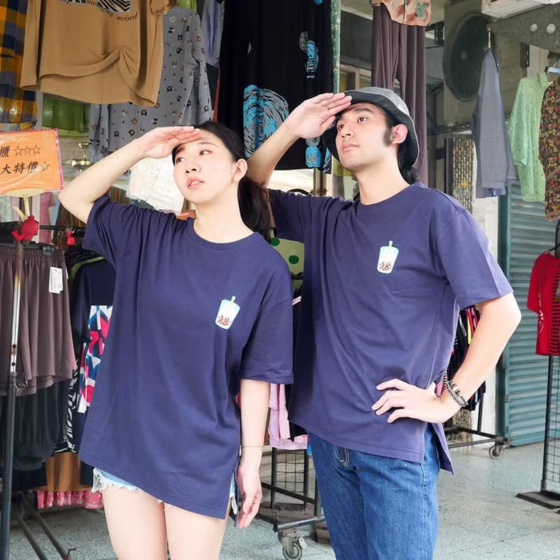 復古 T-shirt - 搖搖 - 藏青色