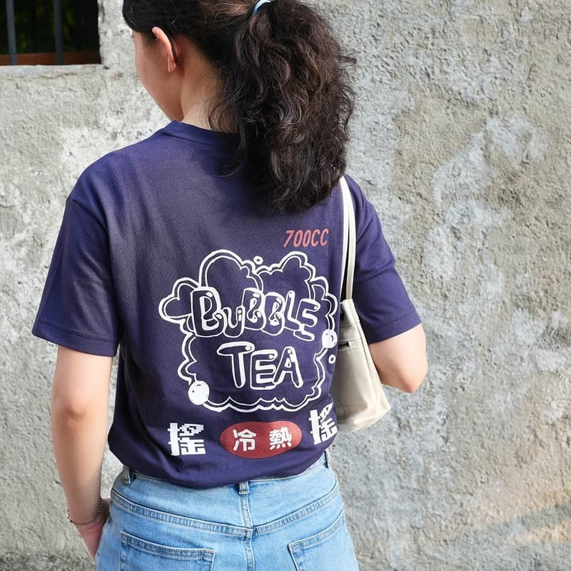復古 T-shirt - 搖搖 - 藏青色