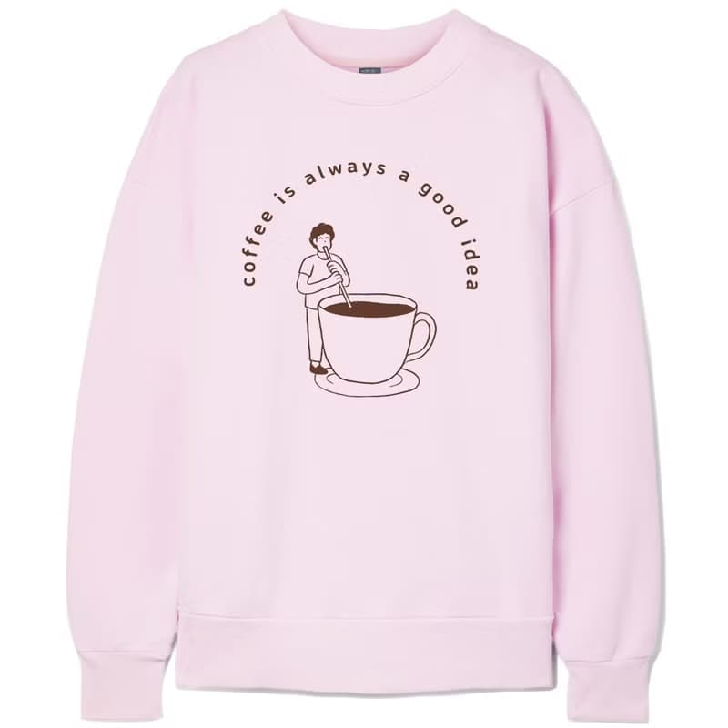 coffee good idea 中性大學T 刷毛 淺粉 秋冬禮物快速咖啡瘋設祭