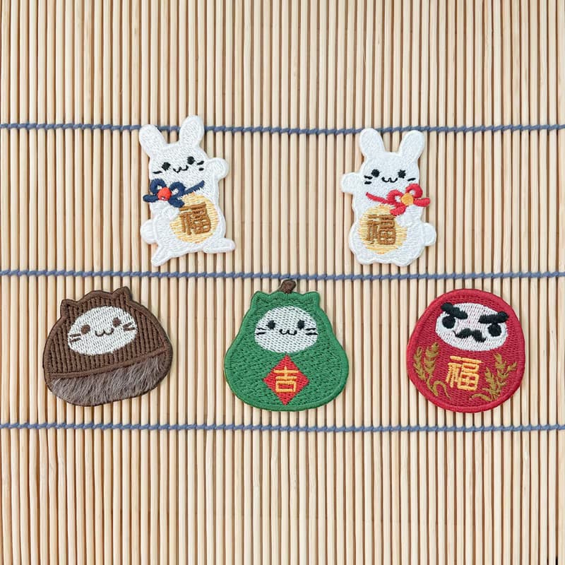 【豐收祈福】達摩/兔/柚/栗/燙貼 刺繡貼紙 行李箱貼紙