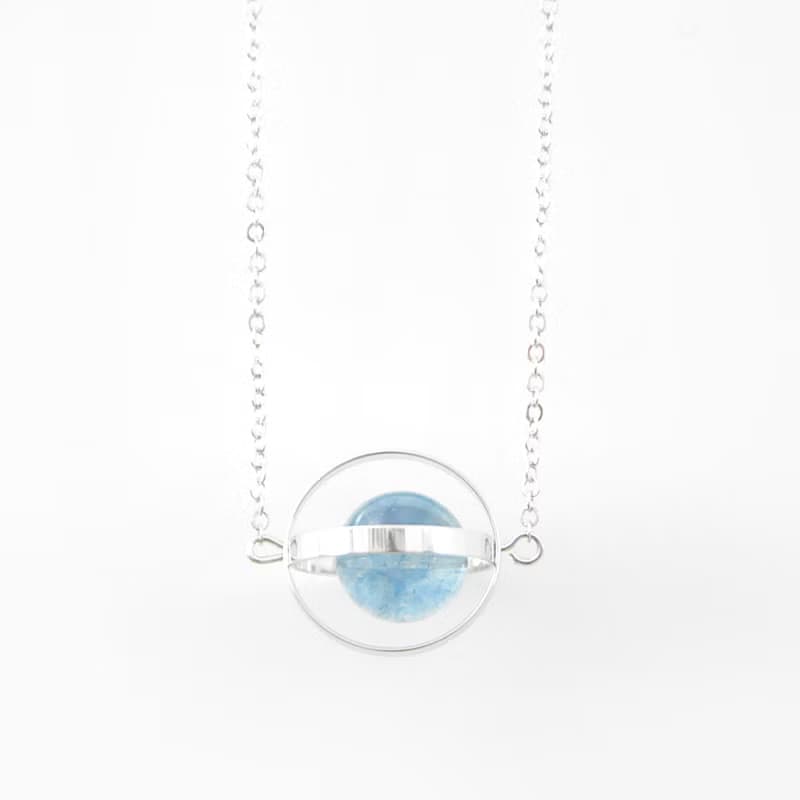 藍藍星球。宇宙。銀環。藍水晶。項鍊 Blue Blue Planet。Galaxy。Sliver Ring。Kyanite。Necklace。生日禮物。閨蜜禮物。姐妹禮物