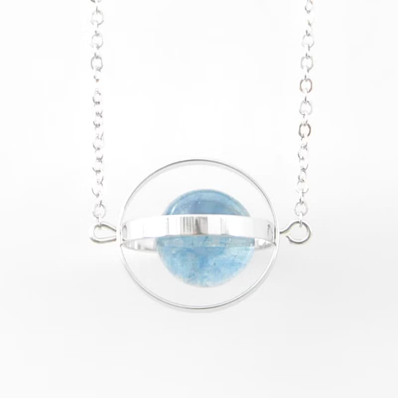 藍藍星球。宇宙。銀環。藍水晶。項鍊 Blue Blue Planet。Galaxy。Sliver Ring。Kyanite。Necklace。生日禮物。閨蜜禮物。姐妹禮物