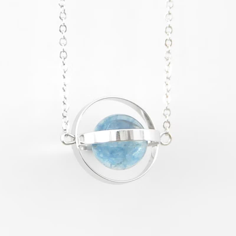 藍藍星球。宇宙。銀環。藍水晶。項鍊 Blue Blue Planet。Galaxy。Sliver Ring。Kyanite。Necklace。生日禮物。閨蜜禮物。姐妹禮物
