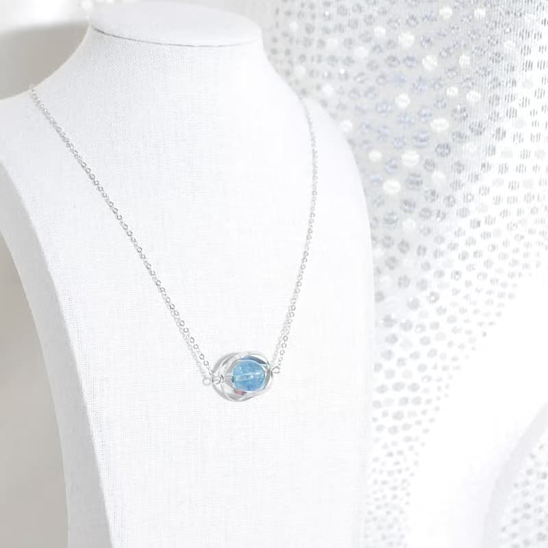 藍藍星球。宇宙。銀環。藍水晶。項鍊 Blue Blue Planet。Galaxy。Sliver Ring。Kyanite。Necklace。生日禮物。閨蜜禮物。姐妹禮物