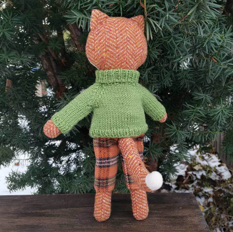 Red cat boy, handmade stuffed cat, kitten wool plush doll