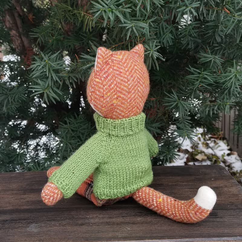 Red cat boy, handmade stuffed cat, kitten wool plush doll