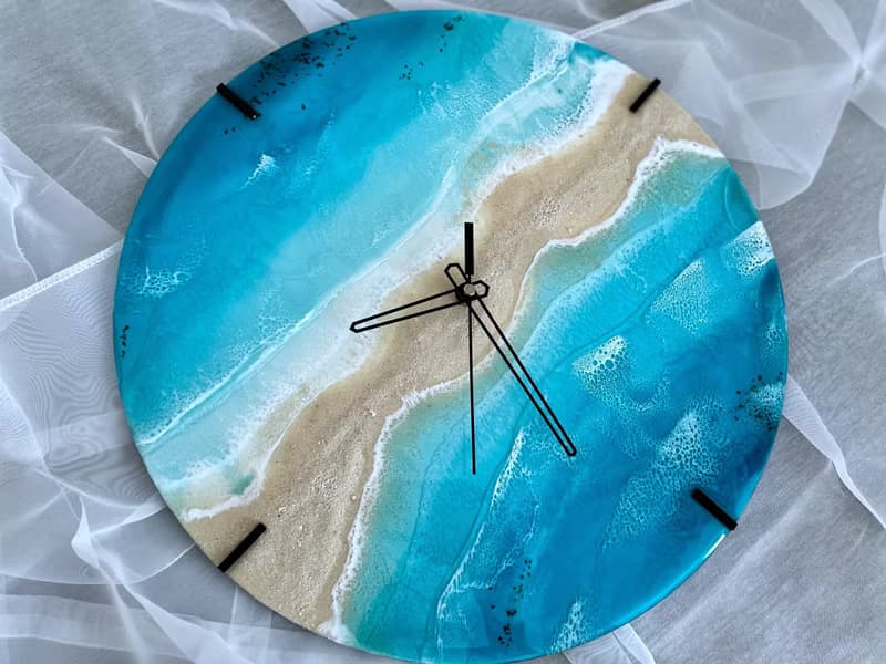 Aizen Beach wall clock, resin ocean clock with sea shell 壁飾 掛鐘 藍染 女 禮物 入厝禮物