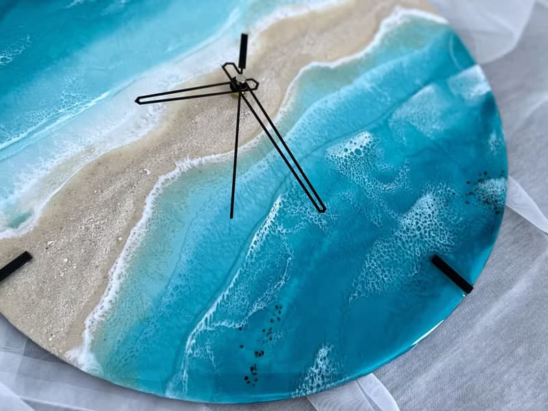 Aizen Beach wall clock, resin ocean clock with sea shell 壁飾 掛鐘 藍染 女 禮物 入厝禮物