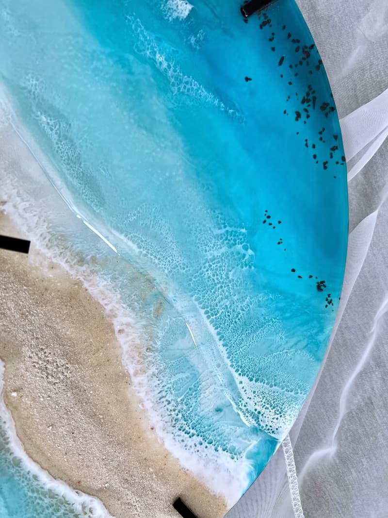 Aizen Beach wall clock, resin ocean clock with sea shell 壁飾 掛鐘 藍染 女 禮物 入厝禮物