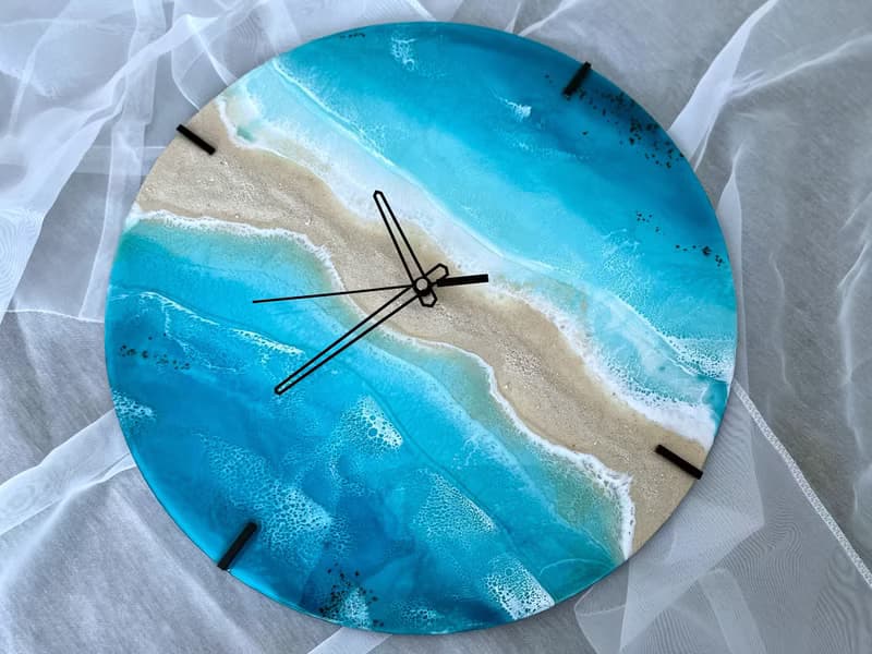 Aizen Beach wall clock, resin ocean clock with sea shell 壁飾 掛鐘 藍染 女 禮物 入厝禮物