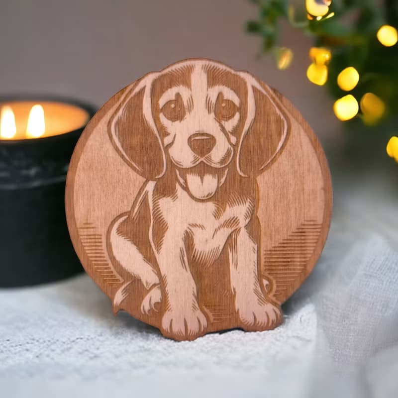 Beagle Wooden Coaster Set – Beagle Dog Breed Designs on Wooden Drink Coasters
