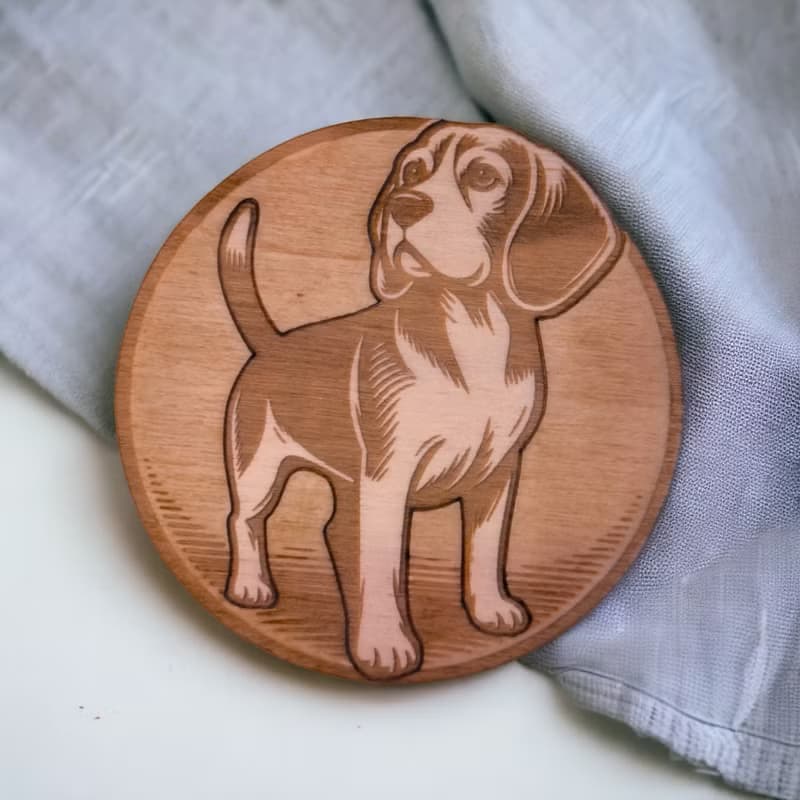 Beagle Wooden Coaster Set – Beagle Dog Breed Designs on Wooden Drink Coasters