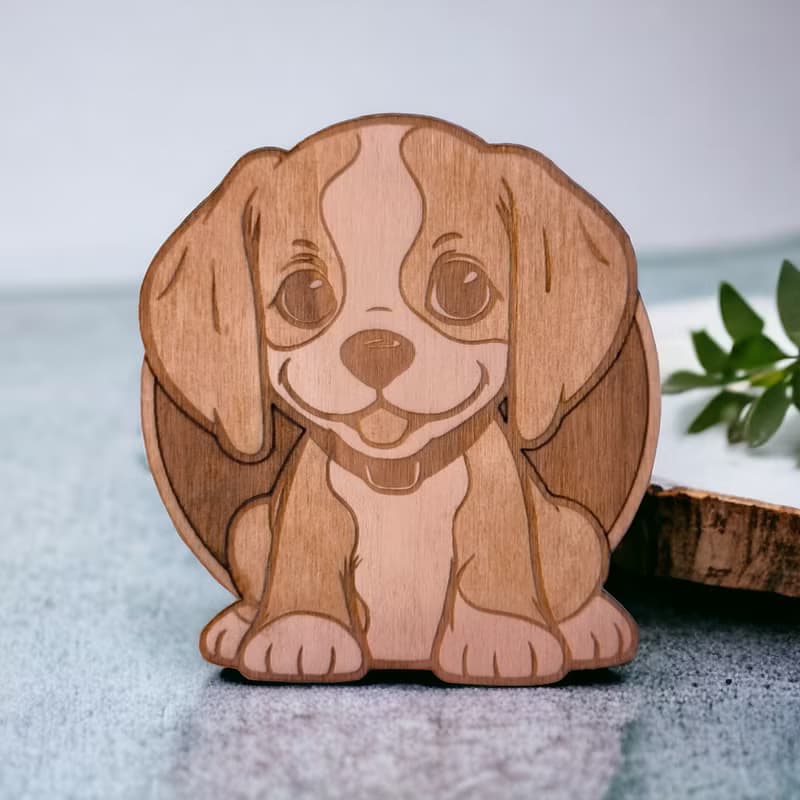 Beagle Wooden Coaster Set – Beagle Dog Breed Designs on Wooden Drink Coasters