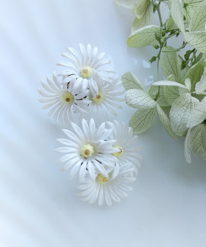 Vintage Jewelry 西洋古董飾品 軟膠 白色系 花卉 小花 針式耳環