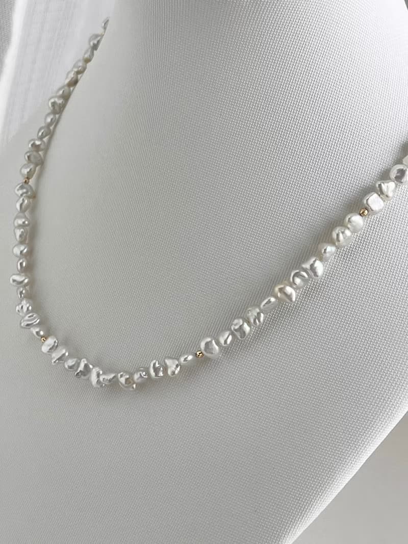 日本直送 天然Akoya Keshi珍珠項鍊 串珠項鍊 野生無核珍珠 18k金