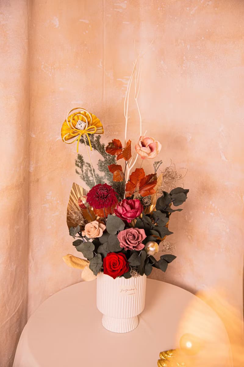 限自取【雍容】新春 乾燥花 永生花盆栽 日本新年盆花 特大XL