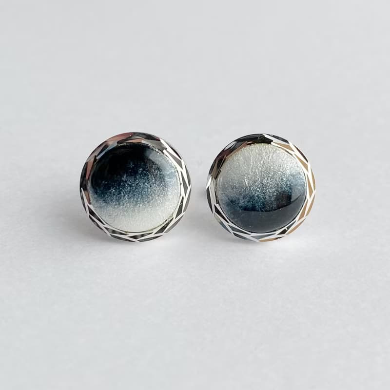 Silver Cufflinks オニキス 七宝焼のカフリンクス カフスボタン 純銀張七宝