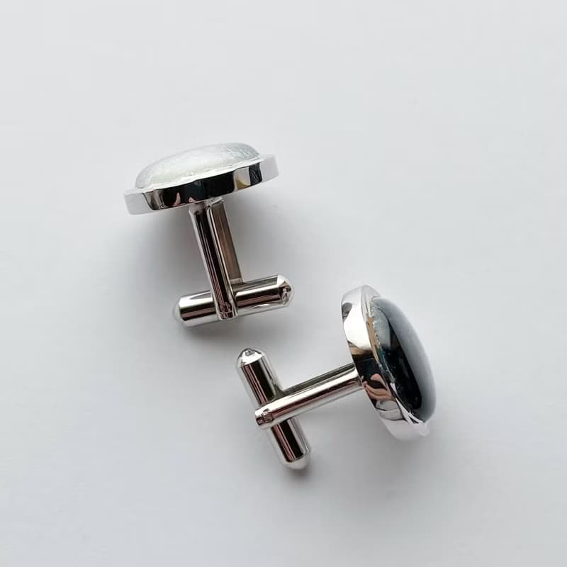 Silver Cufflinks オニキス 七宝焼のカフリンクス カフスボタン 純銀張七宝