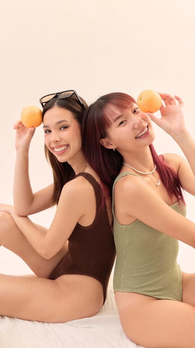 Premium Crinkle Scoop Neck Swimsuit - in Chocolate