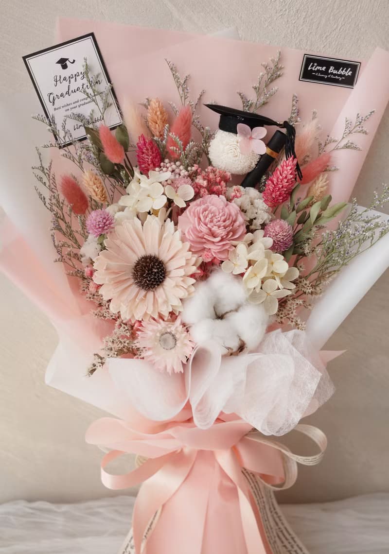 畢業快樂畢業花束-粉橘 /學士帽/畢業筒