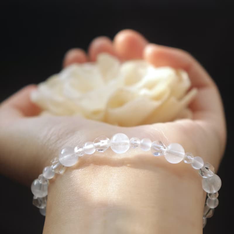 藍針水晶-白水晶-白玉髓-療癒-舒壓-淨化-水晶手鍊