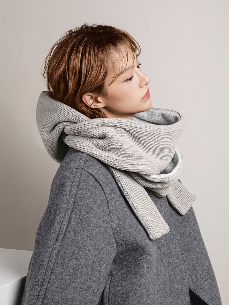 Mist 系列 - 霜影 * 灰色 針織 毛料 圍巾 連帽圍巾