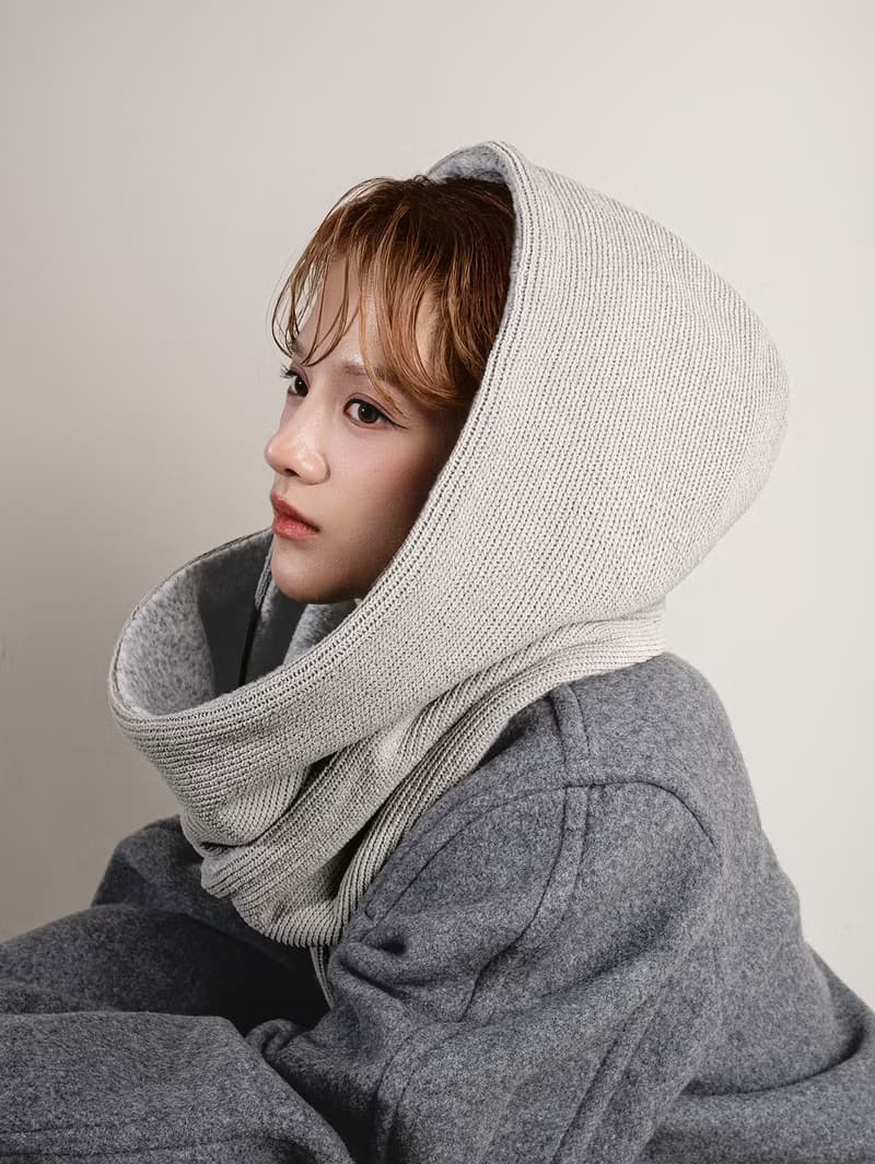 Mist 系列 - 霜影 * 灰色 針織 毛料 圍巾 連帽圍巾