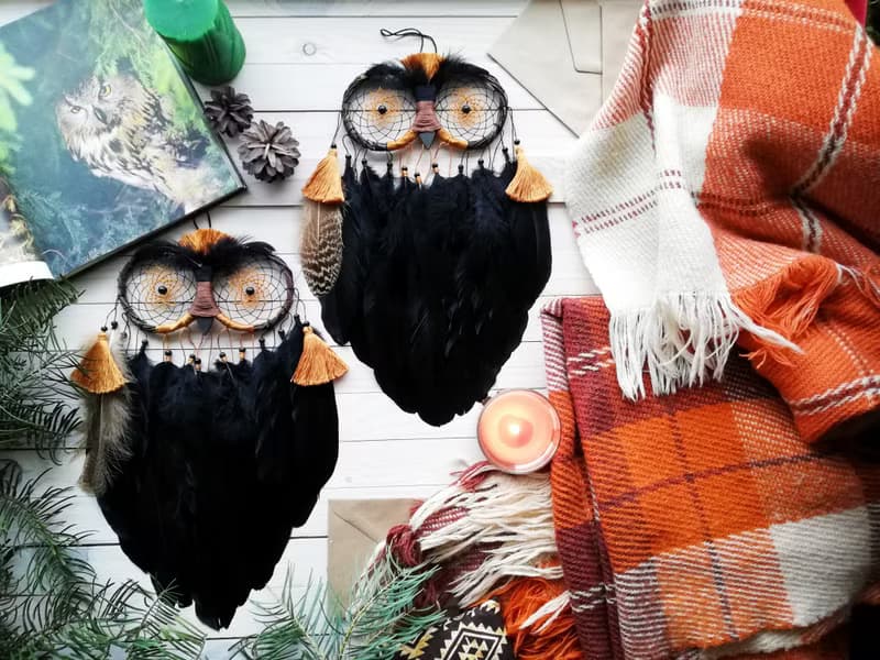 Owl dream catcher, White dreamcatcher, White nursery decor, Bedroom wall hanging