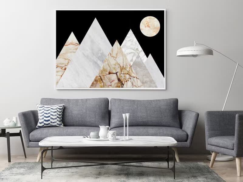 Moon Mountain Peaks Marble Landscape Art Print
