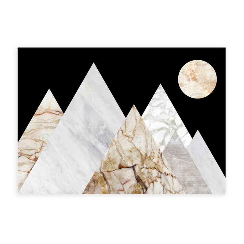 Moon Mountain Peaks Marble Landscape Art Print