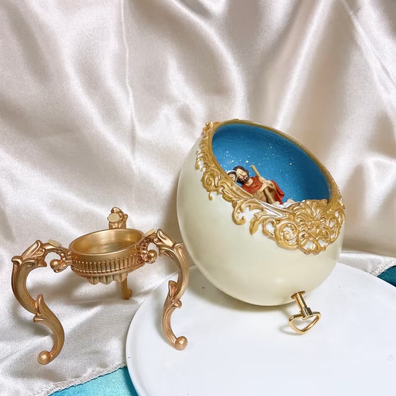 【西洋古董飾品】平安夜擺件蛋耶穌誕生天使馬槽基督榮耀聖誕節