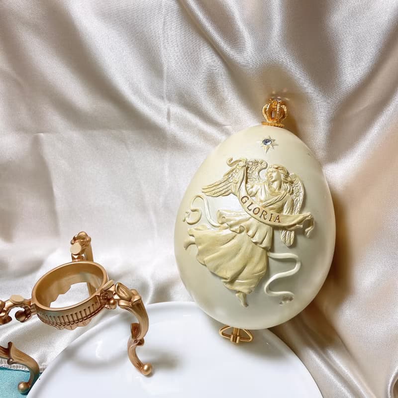 【西洋古董飾品】平安夜擺件蛋耶穌誕生天使馬槽基督榮耀聖誕節