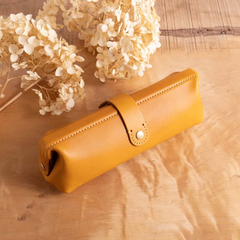 イタリアンレザーのペンケース Paka-pen #Yellow【入学祝】【就職祝】【カスタム可能なギフト】