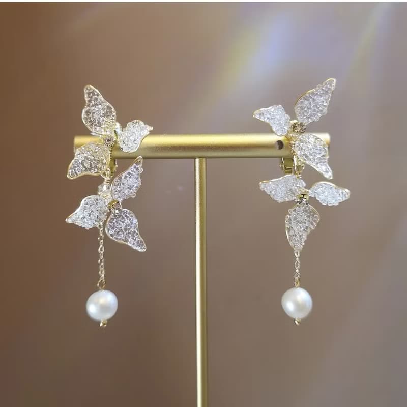 星光燦爛 | 婚禮新娘水晶花飾品 | /耳鈎耳夾