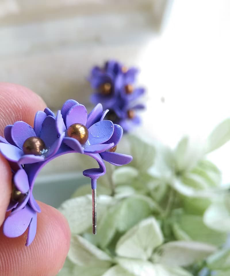 Vintage Jewelry 西洋古董飾品 C圈 立體 花簇 針式耳環